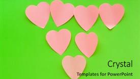  Presentation with sticky notes - PPT theme with heart shaped sticky notes on the background background and a seafoam green colored foreground