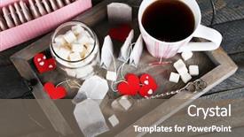  Presentation with heart shaped book page - Slide set consisting of heart shaped teabag tags box background and a gray colored foreground