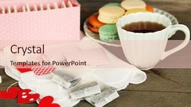  Presentation with tea cup - Audience pleasing presentation consisting of heart shaped teabag tags macaroons backdrop and a lemonade colored foreground