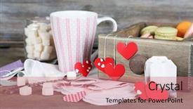  Presentation with heart shape from natural tree - PPT layouts enhanced with heart shaped teabag tags macaroons background and a coral colored foreground