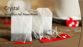  Presentation with afternoon tea - Colorful PPT layouts enhanced with heart shaped teabag tags backdrop and a  colored foreground