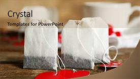  Presentation with afternoon tea - Colorful PPT layouts enhanced with heart shaped teabag tags backdrop and a  colored foreground