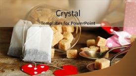  Presentation with afternoon tea - Presentation design consisting of heart shaped teabag tags background and a coral colored foreground