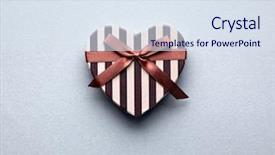  Presentation with romantic gift - Audience pleasing PPT theme consisting of heart shaped valentines day gift backdrop and a sky blue colored foreground