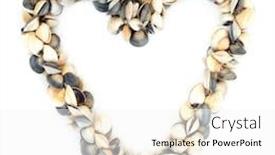  Presentation with clam - Colorful presentation design enhanced with heart-shaped-wreath-made backdrop and a white colored foreground