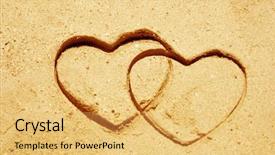  Presentation with sand heart - Audience pleasing presentation theme consisting of heart shapes drawn in sand for natural symbol tourism holiday or conceptual designs backdrop and a yellow colored foreground