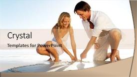  Presentation with sand heart - Presentation theme consisting of heart shapes in the sand background and a coral colored foreground