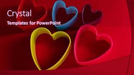  Presentation with shapes - PPT theme having heart-shapes-on-the-red background and a wine colored foreground