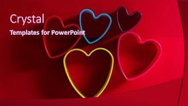  Presentation with shapes - Presentation theme with heart-shapes-on-the-red background and a wine colored foreground