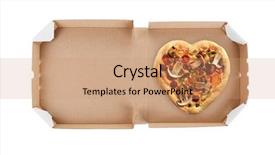  Presentation with pizza delivery - PPT theme having heart sliced - delivery box with delicious pizza background and a coral colored foreground
