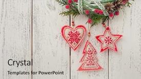  Presentation with animated christmas tree - Presentation theme with heart star hanging over wooden background and a light gray colored foreground