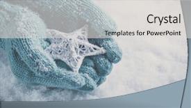  Presentation with white snow - Presentation design featuring heart stars - female hands in light teal background and a light gray colored foreground