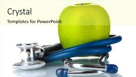  Presentation with green apple - Theme having medical stethoscope and apple isolated background and a yellow colored foreground