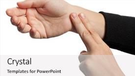  Presentation with heart pulse - Theme having heart stroke - medicine healthcare human hand measuring background and a white colored foreground