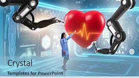  Presentation with done - Beautiful slides featuring heart surgery done by robotic backdrop and a light blue colored foreground