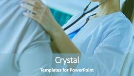  Presentation with listening - Beautiful theme featuring heart surgeryroom - female doctor listening a patient backdrop and a light blue colored foreground