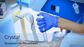  Presentation with injection - Colorful PPT layouts enhanced with heart surgeryroom - patient receiving injection from doctor backdrop and a light blue colored foreground