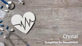  Presentation with cardio - Presentation design enhanced with heart symbol with the electrocardiogram background and a gray colored foreground