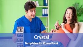  Presentation with pregnant woman in hospital - Audience pleasing PPT layouts consisting of heart ultrasound - pregnant woman visiting male gynecologyst backdrop and a  colored foreground