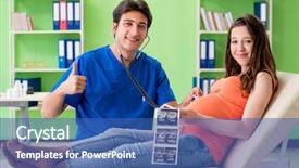  Presentation with pregnant woman in hospital - Beautiful slide deck featuring heart ultrasound - pregnant woman visiting male gynecologyst backdrop and a  colored foreground