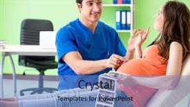  Presentation with pregnant woman - Cool new presentation with heart ultrasound - pregnant woman visiting male gynecologyst backdrop and a  colored foreground