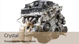  Presentation with car engine - Presentation theme with heart valve - part of a car engine background and a coral colored foreground