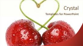  Presentation with cherry - PPT layouts having heart water - cherry love sign isolated background and a cream colored foreground