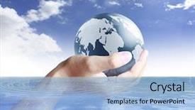  Presentation with hands holding - Cool new presentation theme with heart water - holding a glowing earth globe backdrop and a light blue colored foreground