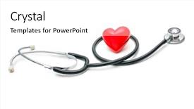 Presentation with stethoscope and red heart health - Theme having heart with a stethoscope isolated background and a white colored foreground