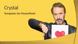  Presentation with paper heart book - Colorful slide set enhanced with heart with angry face negative backdrop and a yellow colored foreground