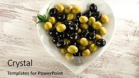  Presentation with green plate - Slide set consisting of heart with black and green background and a soft green colored foreground