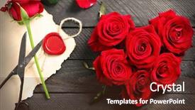  Presentation with shape heart - PPT layouts consisting of present card on wooden background background and a tawny brown colored foreground