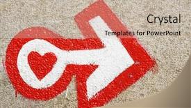  Presentation with love heart - Colorful presentation design enhanced with heart with direction arrow painted on a stone love concept backdrop and a soft green colored foreground