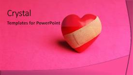  Presentation with heart medica - Audience pleasing slide set consisting of heart with plaster on colorful backdrop and a  colored foreground