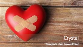  Presentation with healing - PPT layouts having heart with plaster on wooden background and a tawny brown colored foreground