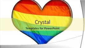  Presentation with gay rainbow flag - PPT layouts consisting of heart with rainbow flag symbolizing background and a yellow colored foreground