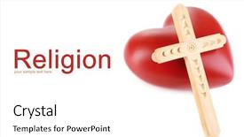  Presentation with cross - Presentation theme consisting of heart with wooden cross isolated background and a white colored foreground