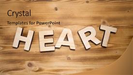  Presentation with wooden building blocks - Audience pleasing PPT theme consisting of heart word made with building backdrop and a yellow colored foreground
