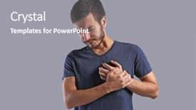  Presentation with heart attack - PPT theme consisting of heartache - adult man with heart attack background and a gray colored foreground