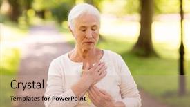  Presentation with old age - Presentation design consisting of heartache - old age health problem background and a coral colored foreground