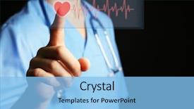  Presentation with virtual - PPT theme featuring heartdiagram - doctor pressing virtual button background and a light blue colored foreground
