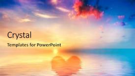 Presentation with clouds in heart shape - Amazing PPT theme having hearth shape in calm ocean backdrop and a  colored foreground