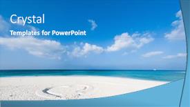  Presentation with white sand - PPT theme enhanced with hearth-shape-in-white-sand background and a teal colored foreground