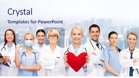  Presentation with healthcare - Slides with team hearts - healthcare and medicine concept background and a  colored foreground