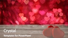  Presentation with valentine - Beautiful PPT theme featuring hanging hearts - heart on abstract background valentine's backdrop and a gray colored foreground