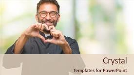  Presentation with hands the shape of a heart - Theme featuring hearts church - adult hispanic catholic priest man background and a lemonade colored foreground