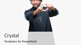  Presentation with love heart - Theme featuring hearts church - handsome hispanic catholic priest man background and a white colored foreground