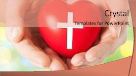 Presentation with christian green - Presentation theme consisting of hearts church - religion christianity and charity concept background and a coral colored foreground