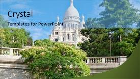  Presentation with summit - Presentation design enhanced with hearts church - sacre coeur basilica in paris background and a light blue colored foreground