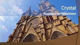  Presentation with china guangzhou - PPT layouts featuring hearts church - shishi sacred heart cathedral background and a teal colored foreground